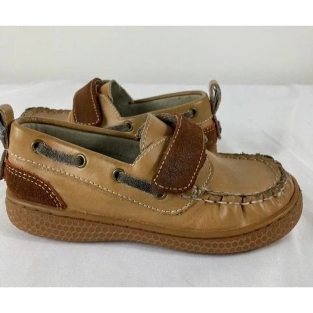 Boys Livie & Luca Cobbler Collection Leather Boat Shoes Brown 10
